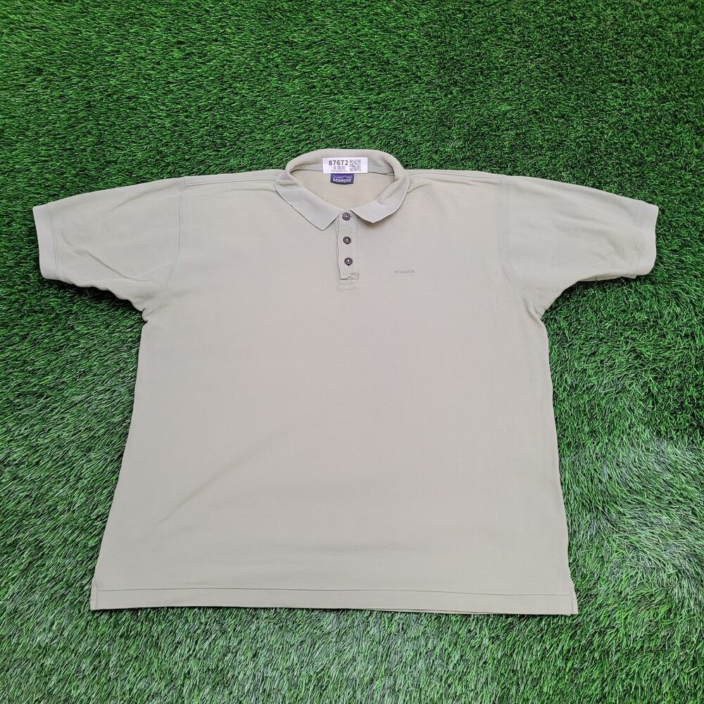 Vintage 90s Patagonia Polo Shirt XL 24x27 Light Taupe USA